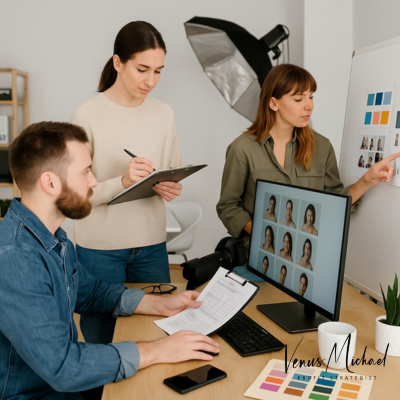 Photography studio team collaborating to scale operations