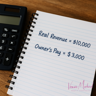 Notebook with Profit First calculation using real revenue