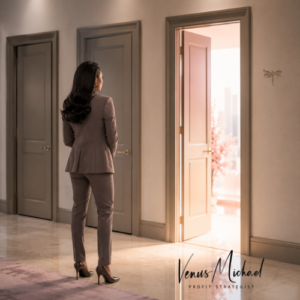 Business owner facing one open door while considering the tradeoffs behind better business decisions