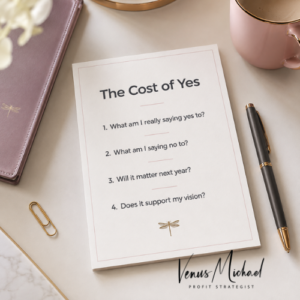 The Cost of Yes framework with four questions for making intentional business decisions
