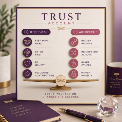 Trust account showing deposits and withdrawals that shape employee trust in leadership