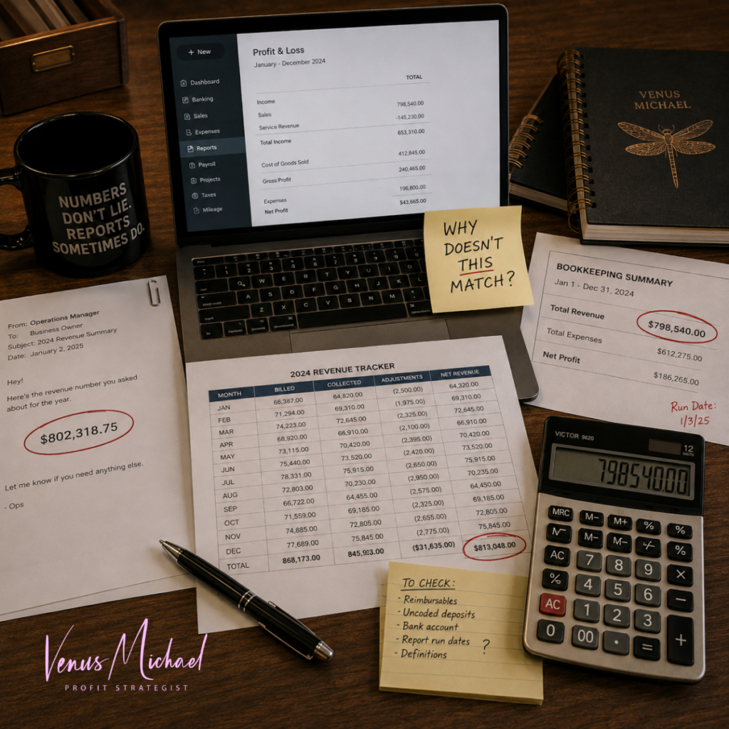Business numbers don't match across financial reports